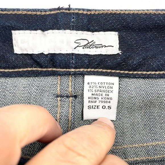 Chicos Platinum Modern M Crop Dark Wash Mid Rise Stretch Denim‎ Jeans Comfort - Picture 5 of 8
